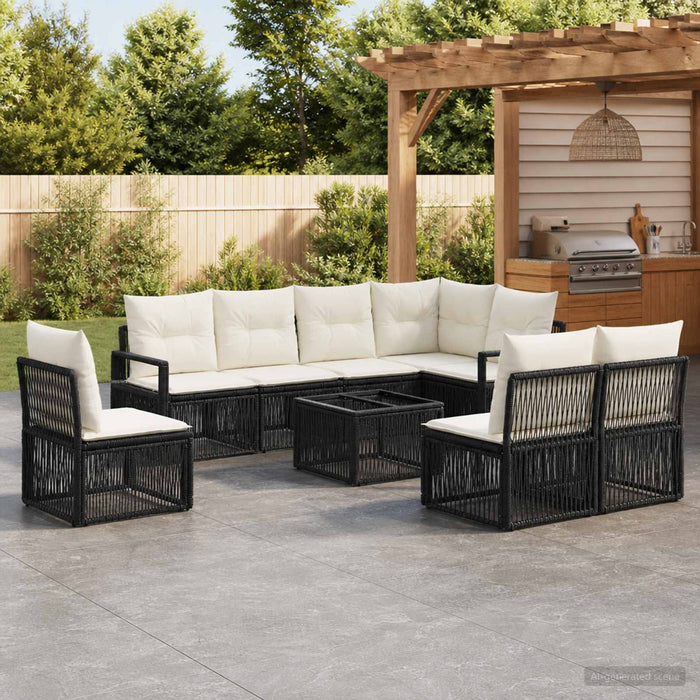 Set de canapele pentru grădină 9 pcs Negru poliratan - WALTI WALTI