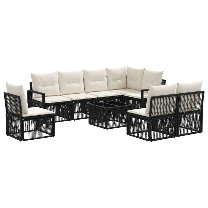 Set de canapele pentru grădină 9 pcs Negru poliratan - WALTI WALTI