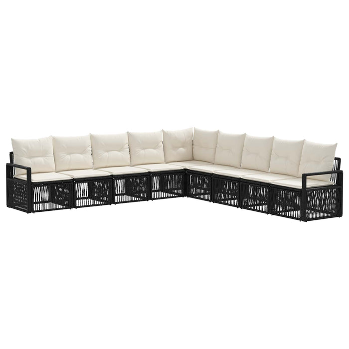 Set de canapele pentru grădină 9 pcs Negru poliratan WALTI