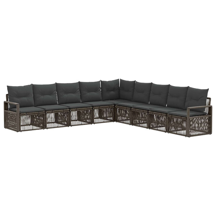 Set de canapele pentru grădină 9 pcs Gri poliratan WALTI