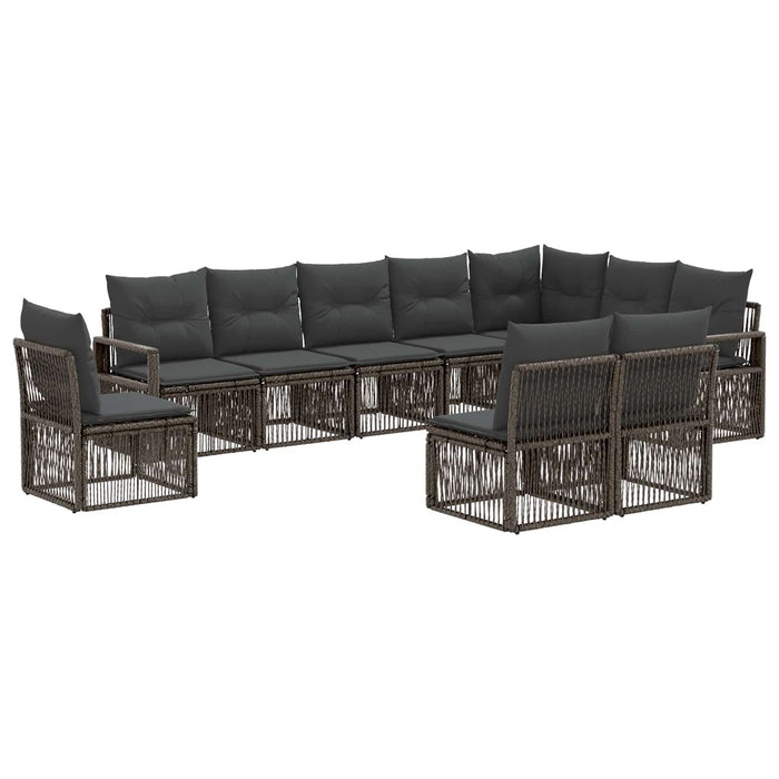 Set de canapele pentru grădină 10 pcs Gri poliratan WALTI