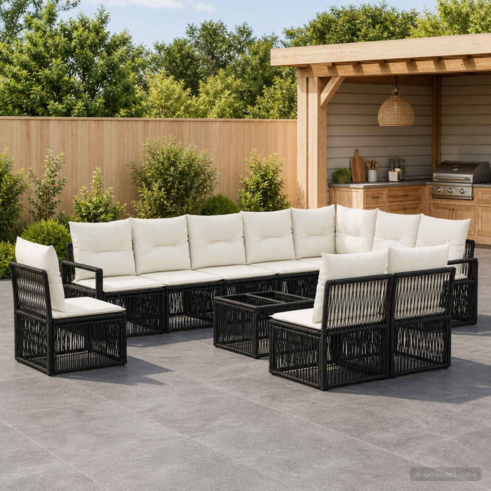 Set de canapele pentru grădină 11 pcs Negru poliratan - WALTI WALTI