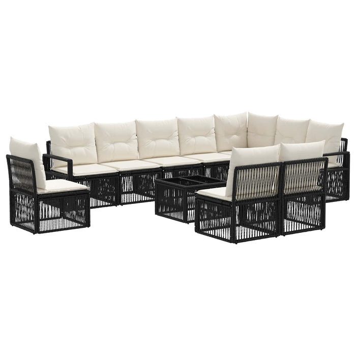 Set de canapele pentru grădină 11 pcs Negru poliratan - WALTI WALTI