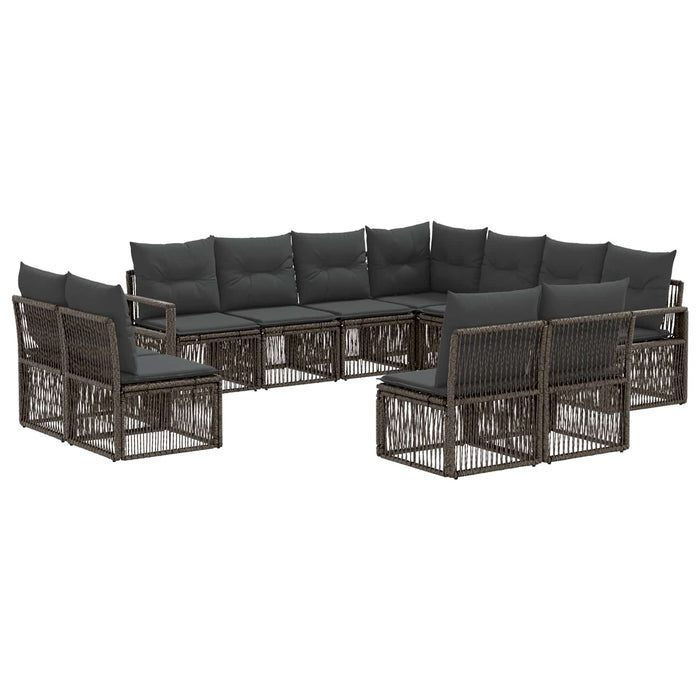 Set de canapele pentru grădină 11 pcs Gri poliratan WALTI