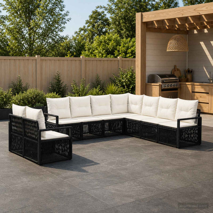 Set de canapele pentru grădină 9 pcs Negru poliratan - WALTI WALTI