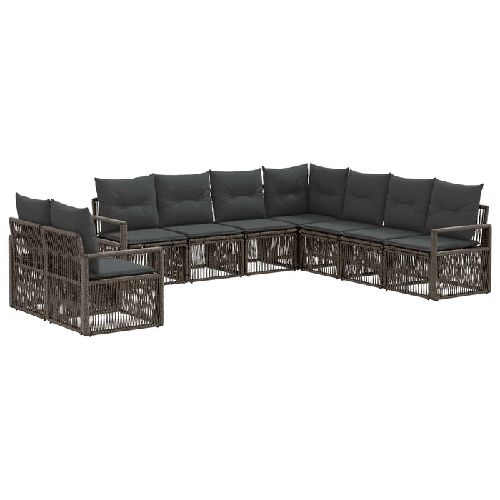 Set de canapele pentru grădină 9 pcs Gri poliratan WALTI