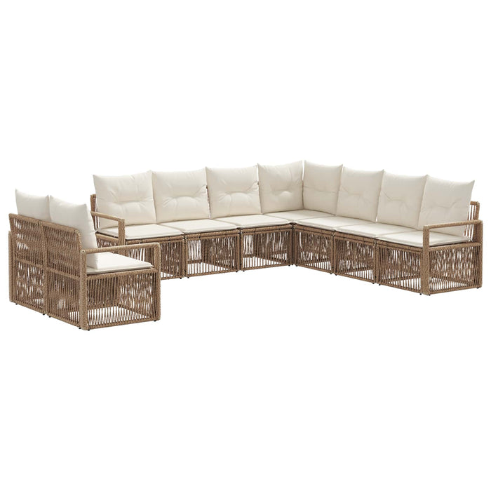 Set de canapele pentru grădină 9 pcs Bej poliratan WALTI