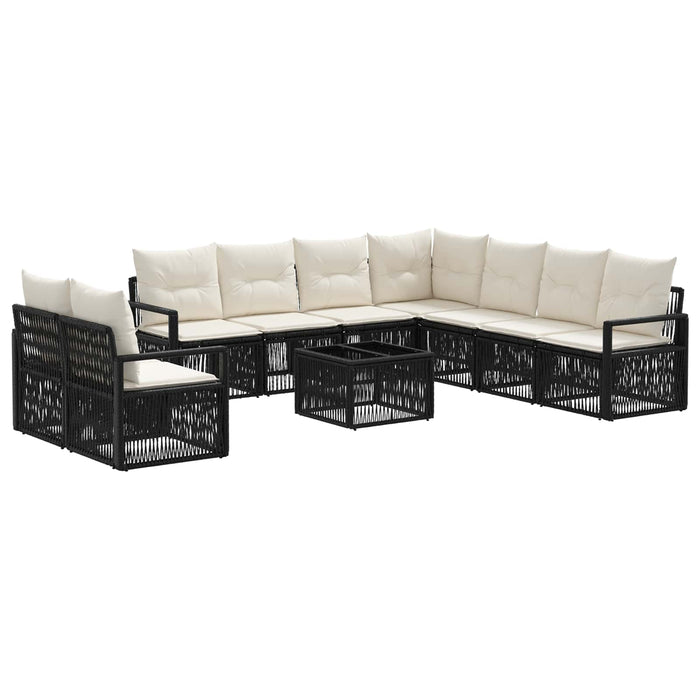 Set de canapele pentru grădină 10 pcs Negru poliratan - WALTI WALTI