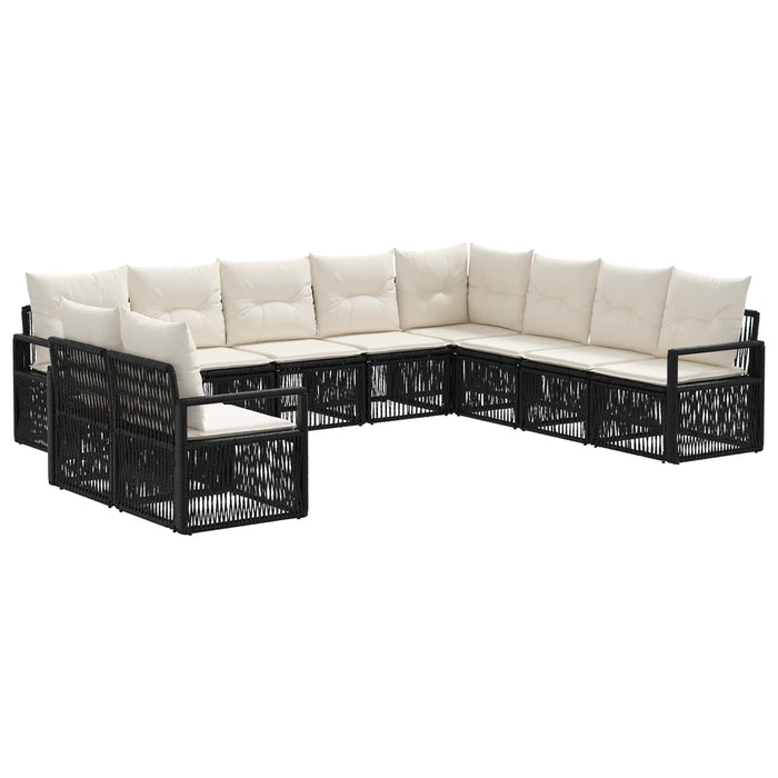 Set de canapele pentru grădină 10 pcs Negru poliratan WALTI
