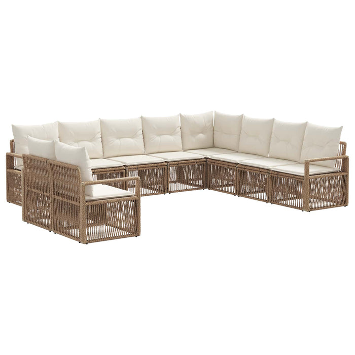 Set de canapele pentru grădină 10 pcs Bej poliratan WALTI