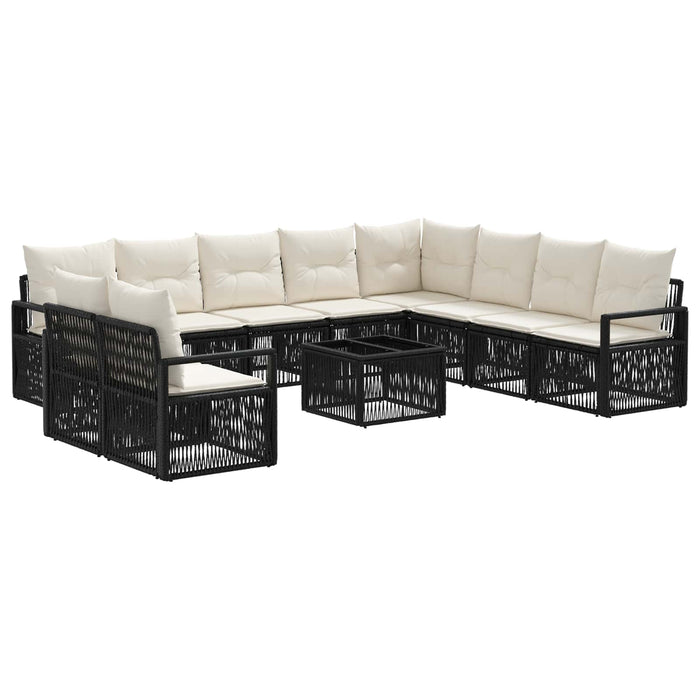 Set de canapele pentru grădină 11 pcs Negru poliratan - WALTI WALTI