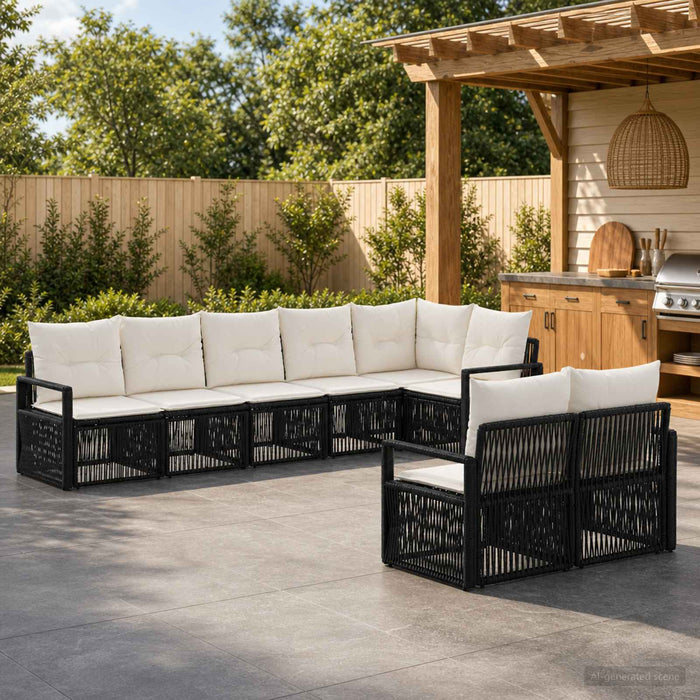 Set de canapele pentru grădină 8 pcs Negru poliratan - WALTI WALTI