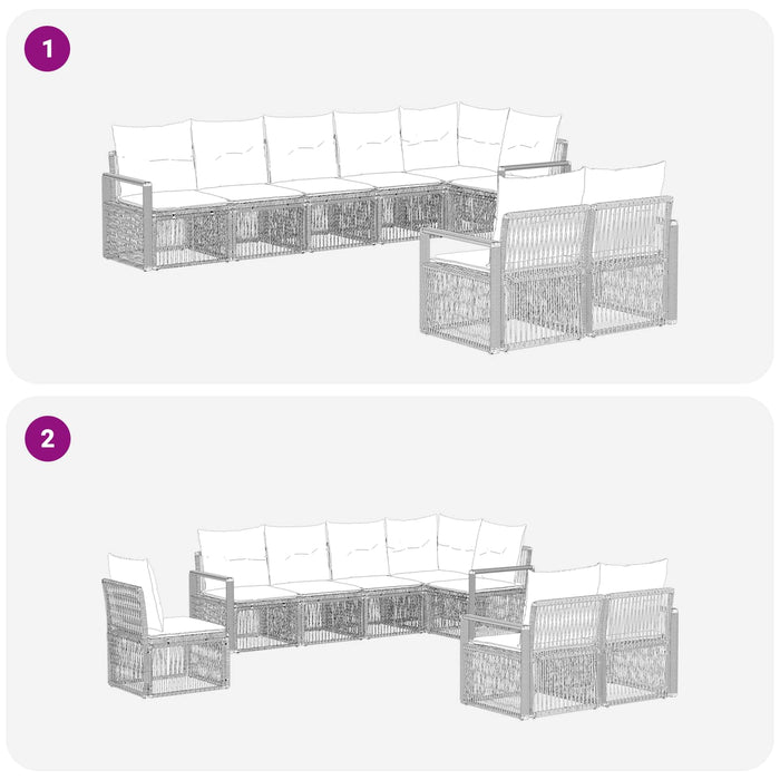 Set de canapele pentru grădină 8 pcs Negru poliratan WALTI
