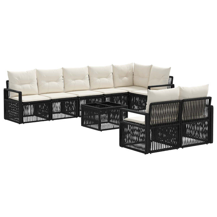 Set de canapele pentru grădină 9 pcs Negru poliratan - WALTI WALTI