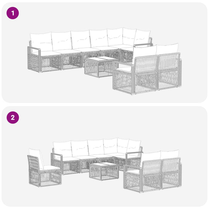 Set de canapele pentru grădină 9 pcs Negru poliratan - WALTI WALTI