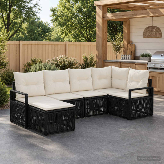 Set de canapele pentru grădină 6 pcs Negru poliratan - WALTI WALTI