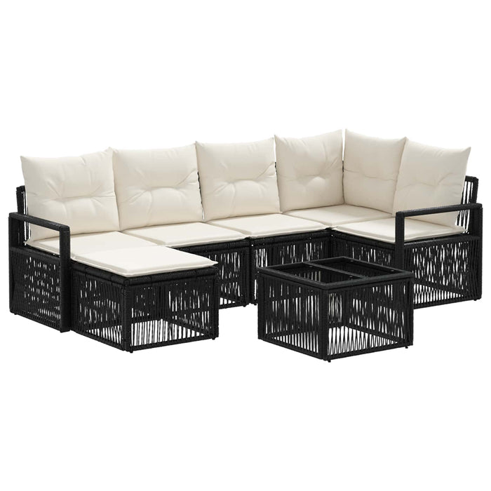 Set de canapele pentru grădină 7 pcs Negru poliratan - WALTI WALTI