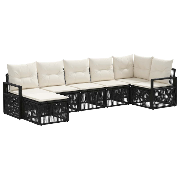 Set de canapele pentru grădină 7 pcs Negru poliratan WALTI