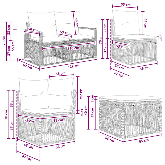 Set de canapele pentru grădină 7 pcs Bej poliratan WALTI