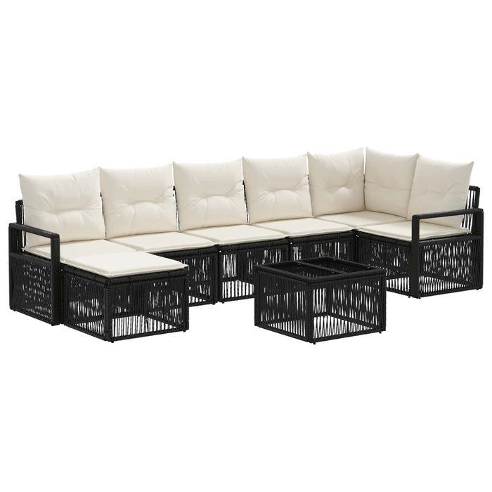 Set de canapele pentru grădină 8 pcs Negru poliratan - WALTI WALTI