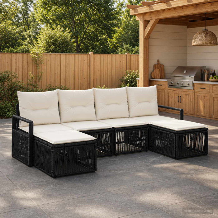 Set de canapele pentru grădină 6 pcs Negru poliratan - WALTI WALTI