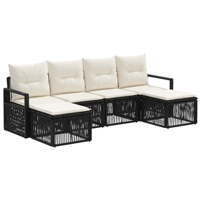 Set de canapele pentru grădină 6 pcs Negru poliratan WALTI