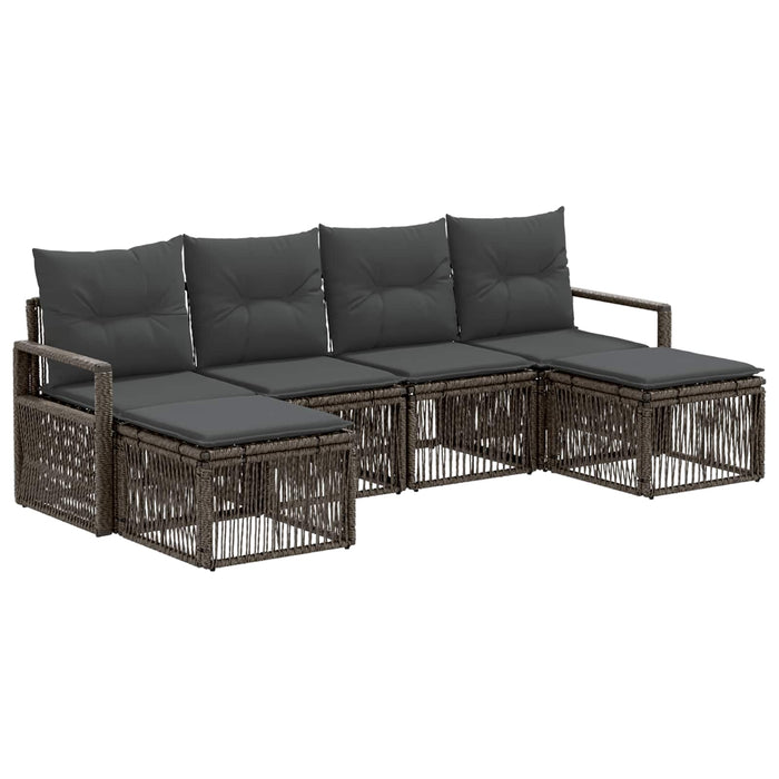 Set de canapele pentru grădină 6 pcs Gri poliratan WALTI