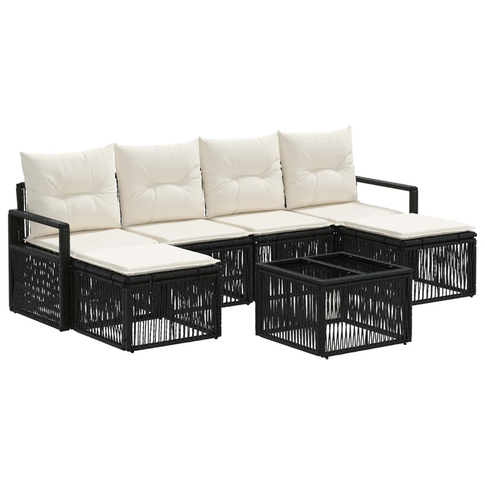Set de canapele pentru grădină 7 pcs Negru poliratan - WALTI WALTI