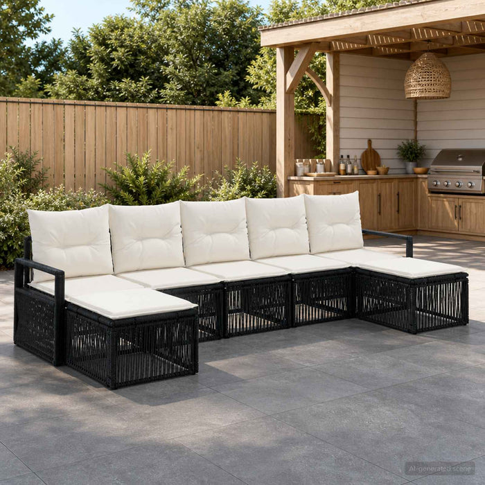 Set de canapele pentru grădină 7 pcs Negru poliratan - WALTI WALTI