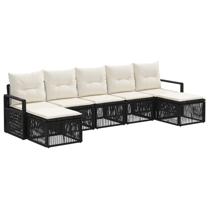 Set de canapele pentru grădină 7 pcs Negru poliratan WALTI