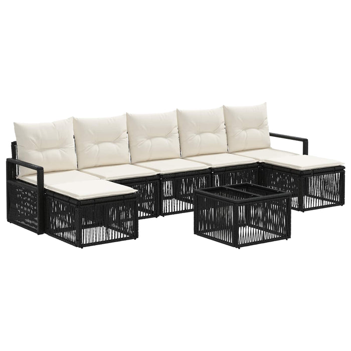 Set de canapele pentru grădină 8 pcs Negru poliratan - WALTI WALTI