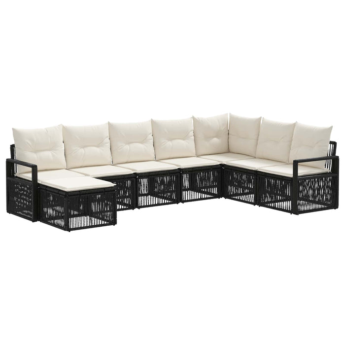 Set de canapele pentru grădină 8 pcs Negru poliratan WALTI