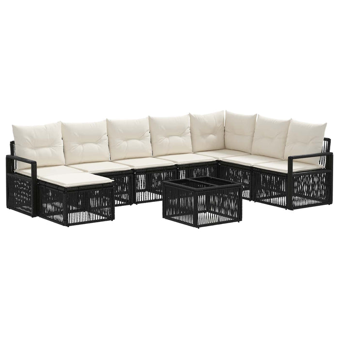 Set de canapele pentru grădină 9 pcs Negru poliratan - WALTI WALTI
