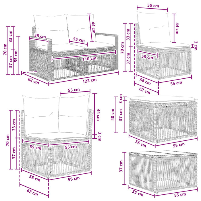 Set de canapele pentru grădină 9 pcs Negru poliratan - WALTI WALTI
