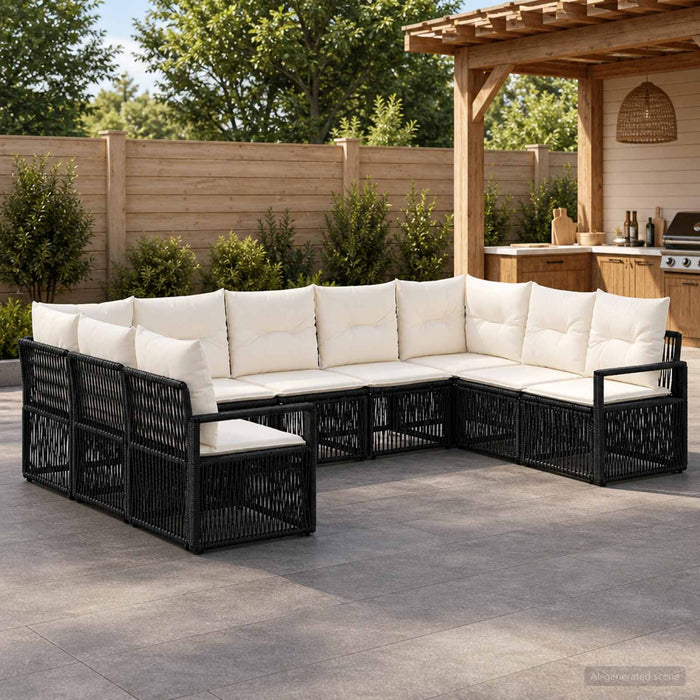 Set de canapele pentru grădină 9 pcs Negru poliratan - WALTI WALTI
