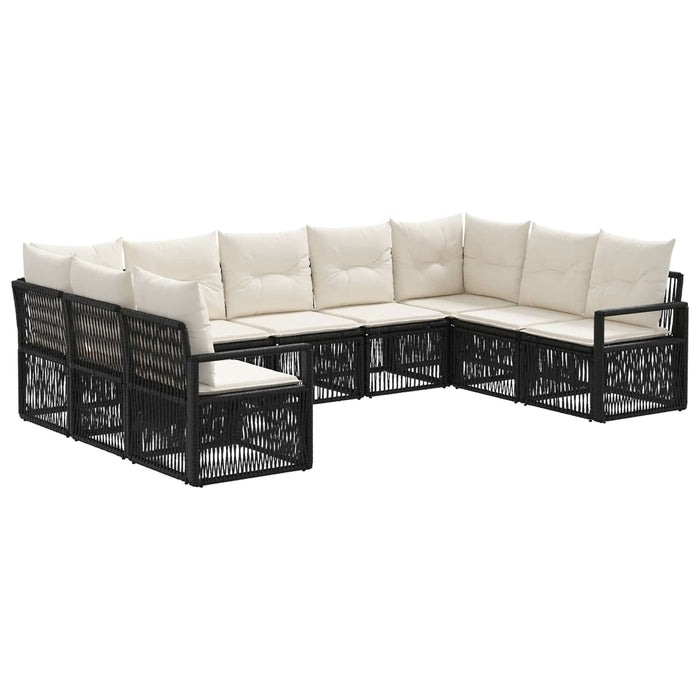 Set de canapele pentru grădină 9 pcs Negru poliratan WALTI