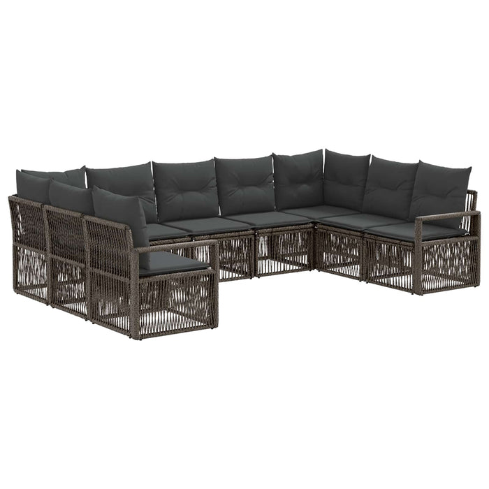Set de canapele pentru grădină 9 pcs Gri poliratan WALTI