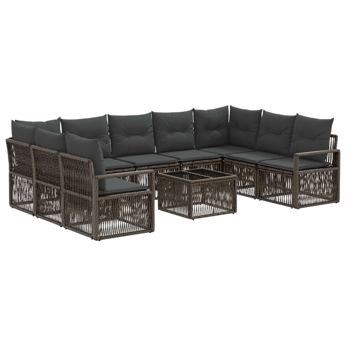 Set de canapele pentru grădină 10 pcs Gri poliratan - WALTI WALTI