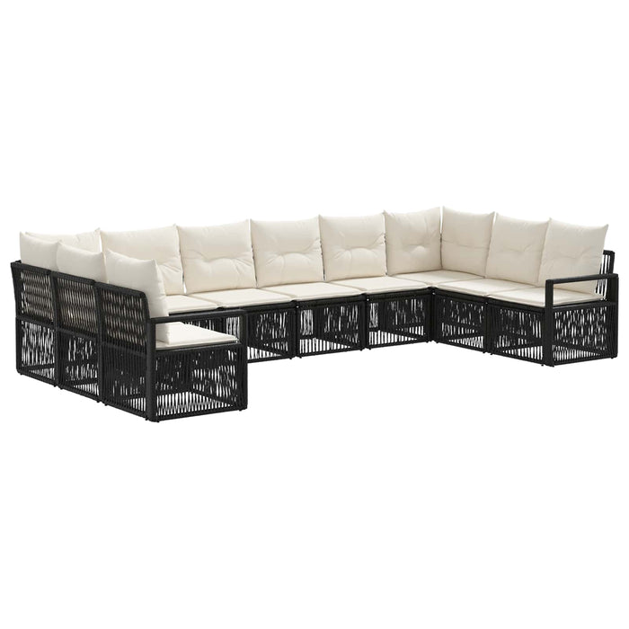 Set de canapele pentru grădină 10 pcs Negru poliratan WALTI