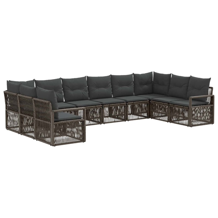 Set de canapele pentru grădină 10 pcs Gri poliratan WALTI