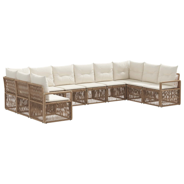 Set de canapele pentru grădină 10 pcs Bej poliratan WALTI