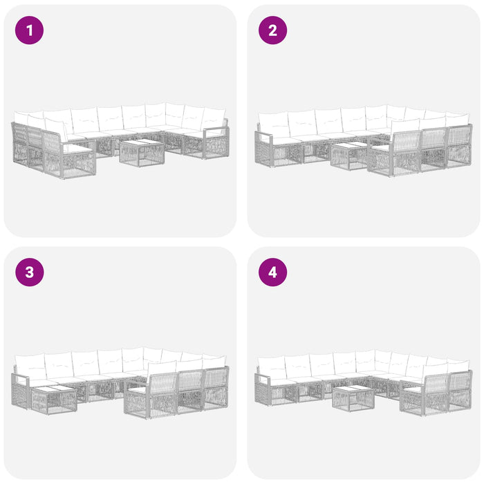Set de canapele pentru grădină 11 pcs Gri poliratan - WALTI WALTI