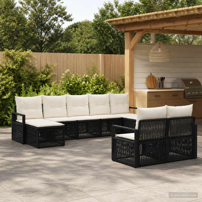 Set de canapele pentru grădină 9 pcs Negru poliratan - WALTI WALTI