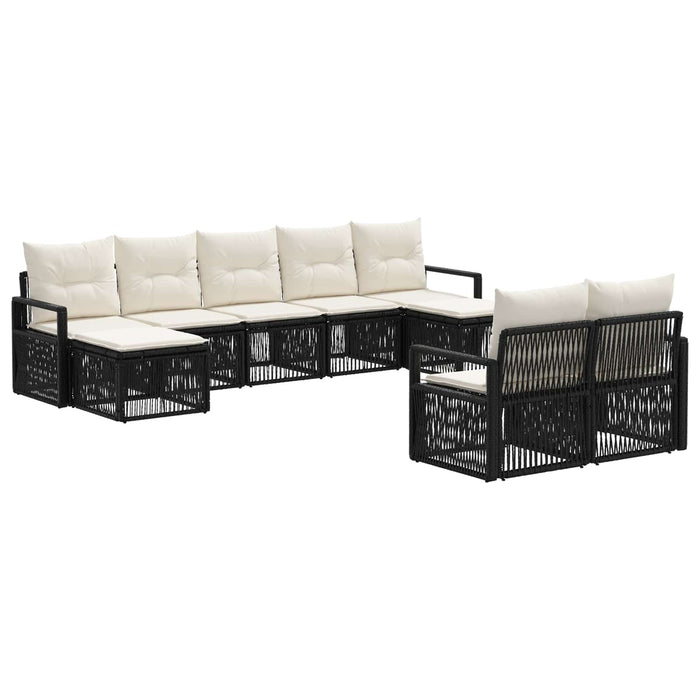 Set de canapele pentru grădină 9 pcs Negru poliratan WALTI