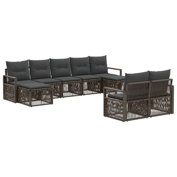 Set de canapele pentru grădină 9 pcs Gri poliratan WALTI
