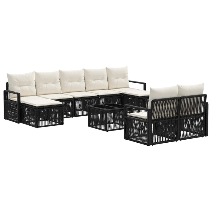 Set de canapele pentru grădină 10 pcs Negru poliratan - WALTI WALTI