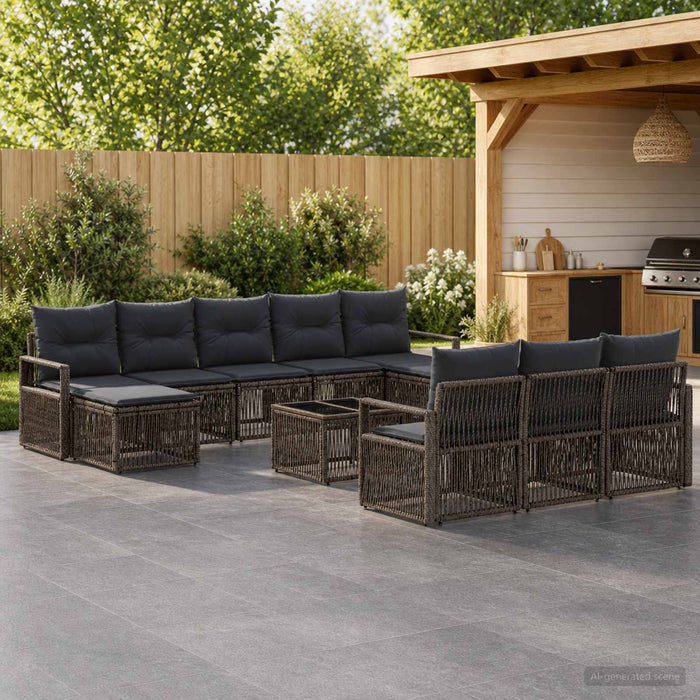 Set de canapele pentru grădină 11 pcs Gri poliratan - WALTI WALTI