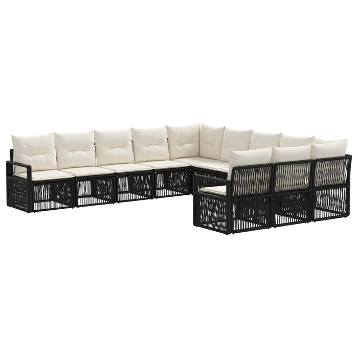 Set de canapele pentru grădină 11 pcs Negru poliratan WALTI