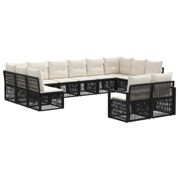 Set de canapele pentru grădină 12 pcs Negru poliratan WALTI