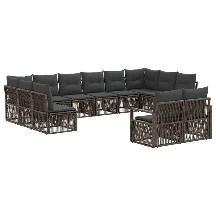 Set de canapele pentru grădină 12 pcs Gri poliratan WALTI